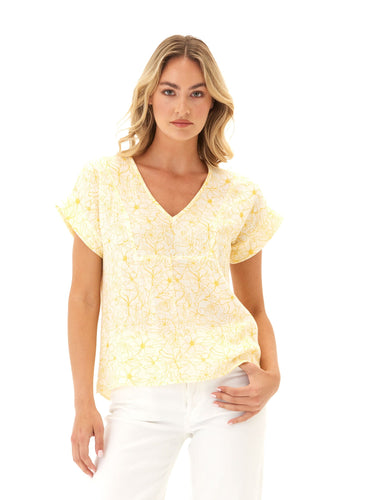 Honora Gauze V-Neck Top Womens Tops Short Threads 4 Thought