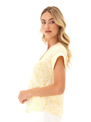 Honora Gauze V-Neck Top Womens Tops Short Threads 4 Thought