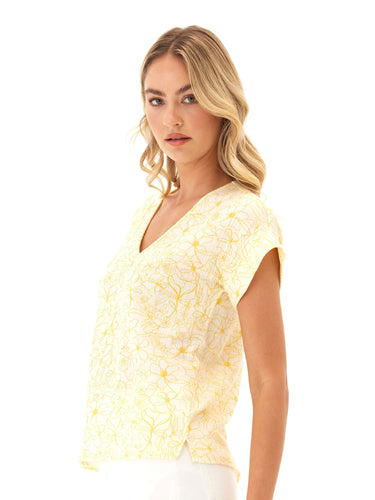 Honora Gauze V-Neck Top Womens Tops Short Threads 4 Thought
