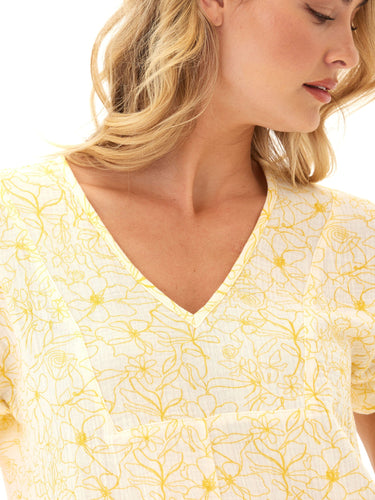 Honora Gauze V-Neck Top Womens Tops Short Threads 4 Thought