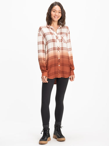 Marlow Woven Button-Up Plaid Shirt Womens Tops Long Threads 4 Thought