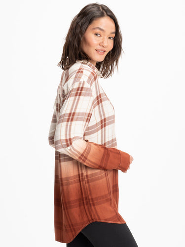 Marlow Woven Button-Up Plaid Shirt Womens Tops Long Threads 4 Thought