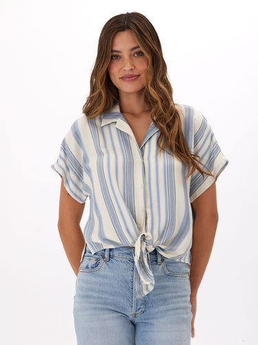 Sheena Woven Button Up Womens Tops Short Threads 4 Thought