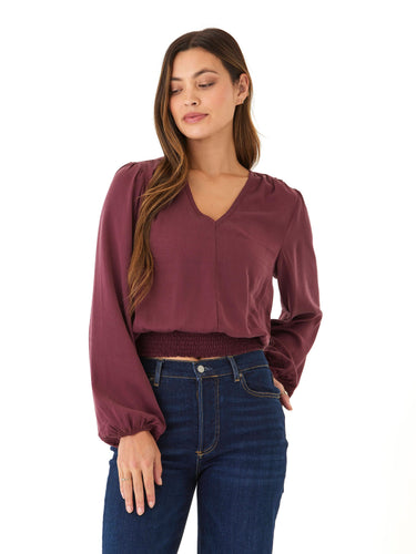 Aubree Eco Woven Smocked Waist Blouse Womens Tops Long Shirt Threads 4 Thought