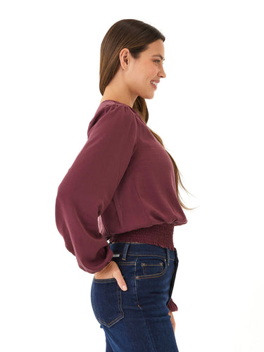 Aubree Eco Woven Smocked Waist Blouse Womens Tops Long Shirt Threads 4 Thought