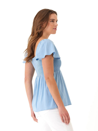Ramira Stretch Chambray Top Threads 4 Thought