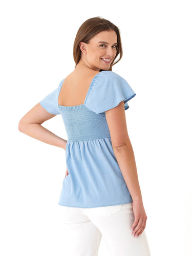 Ramira Stretch Chambray Top Threads 4 Thought