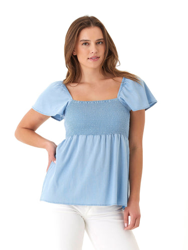 Ramira Stretch Chambray Top Threads 4 Thought