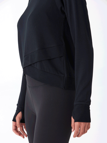 Halle Feather Fleece Crossover Hem Top Threads 4 Thought