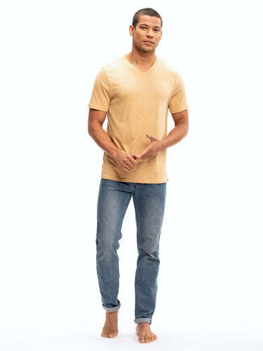 Triblend Short Sleeve V-Neck Tee Mens Tops Tshirt Short Threads 4 Thought