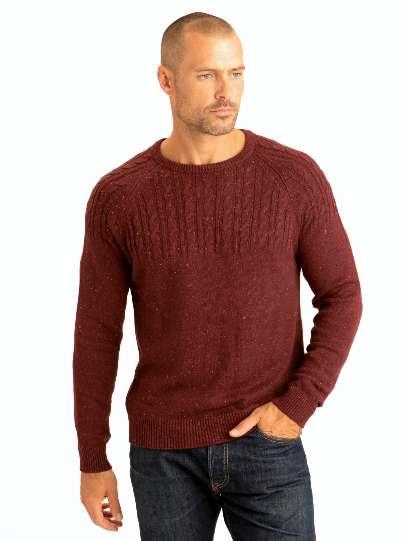 Fleck Knit Raglan Crew Sweater Mens Outerwear Sweater Threads 4 Thought 