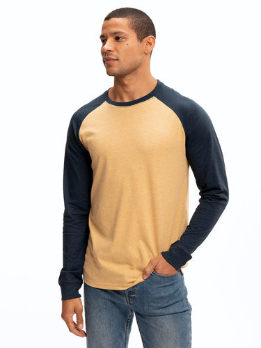 Triblend Long Sleeve Raglan Tee Mens Tops Tshirt Long Threads 4 Thought