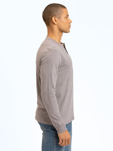 Long Sleeve Triblend 2-Button Henley Mens Tops tshirt Long Threads 4 Thought