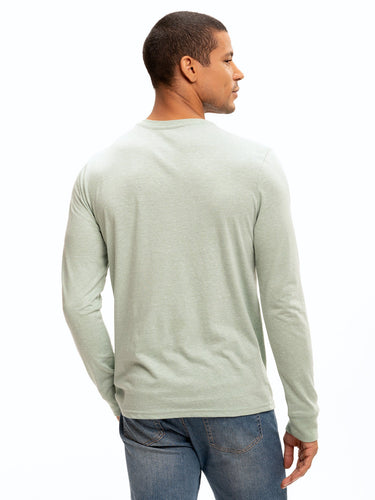 Long Sleeve Triblend 2-Button Henley Mens Tops Tshirt Long Threads 4 Thought