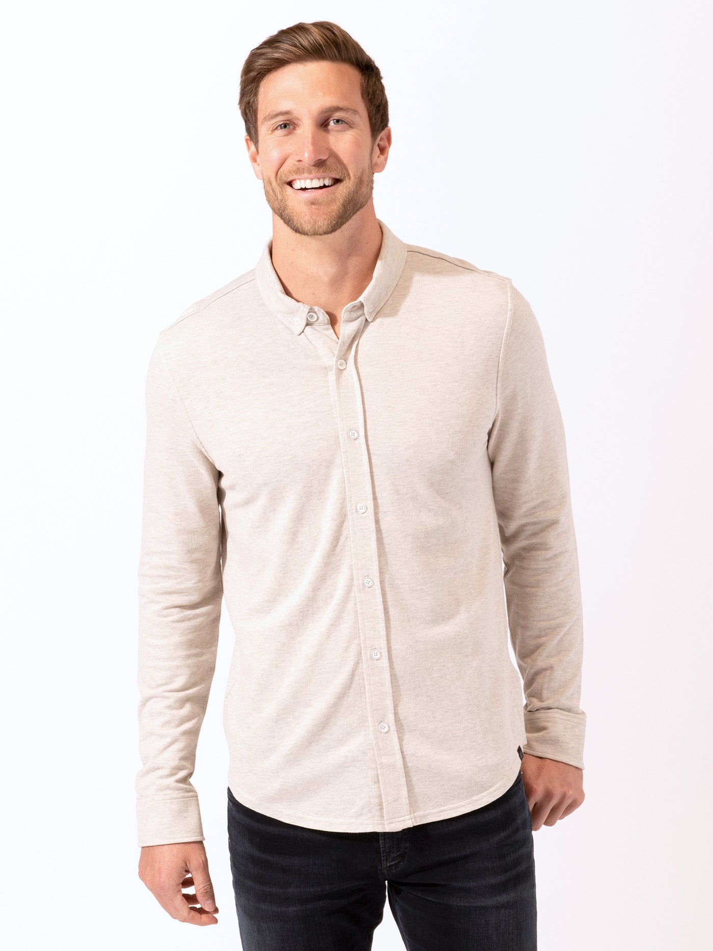Mika Pique Button-Down Shirt Mens Tops Tshirt Long Threads 4 Thought 