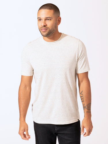Stripe Triblend Jersey Crew Neck Tee Mens Tops Tshirt Short Threads 4 Thought