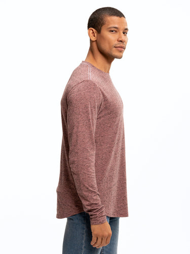 Black Fleck Triblend Long Sleeve Crew Mens Tops Tshirt Long Threads 4 Thought