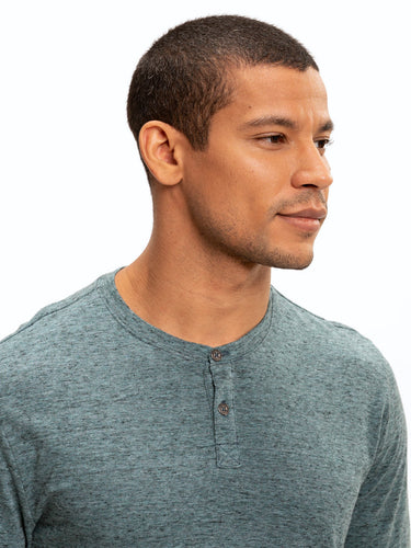 Braeden Black Fleck Long Sleeve Triblend Henley Mens Tops Tshirt Long Threads 4 Thought