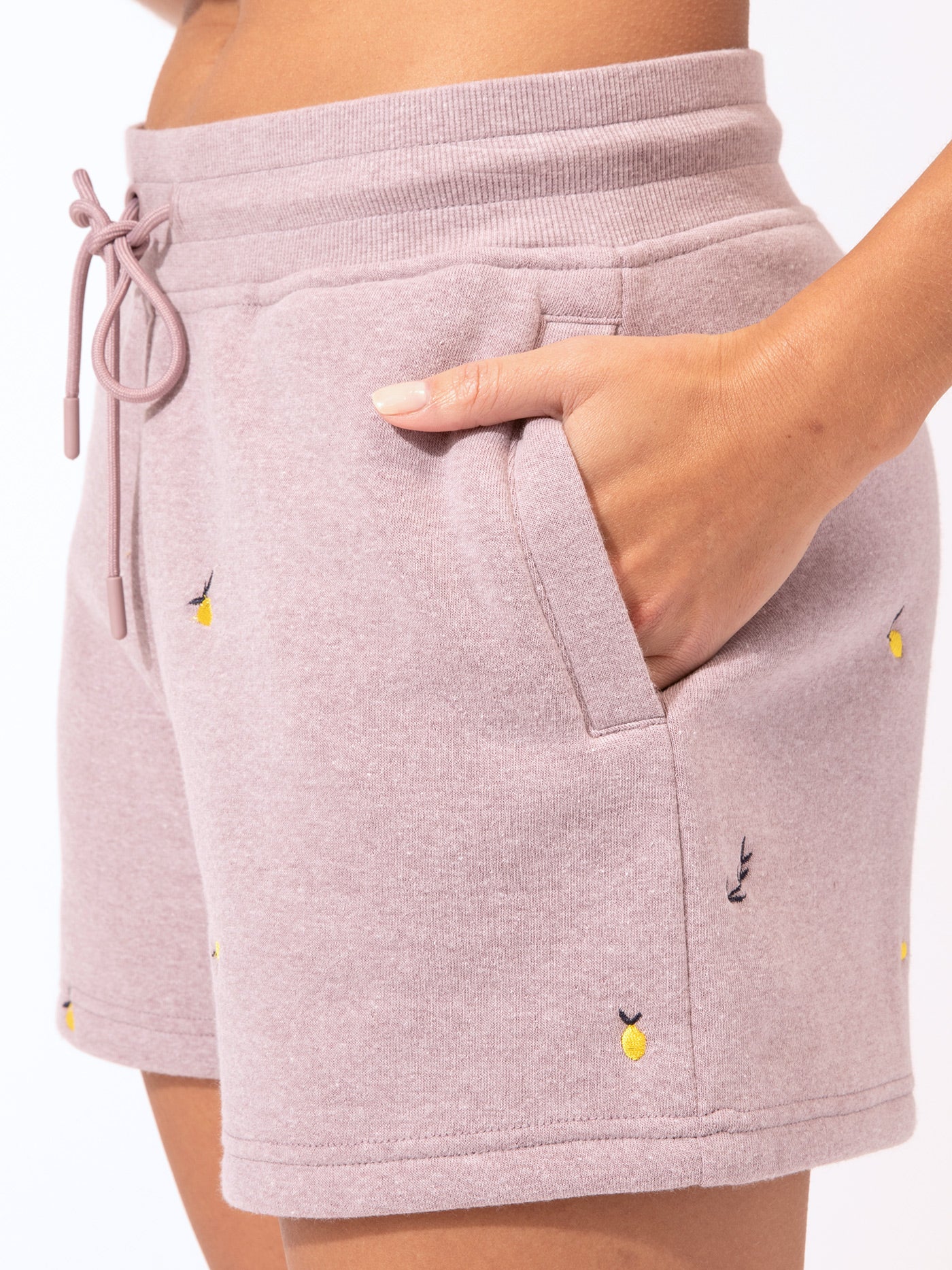 Lemon Embroidery Fleece Short Womens Bottoms Shorts Threads 4 Thought 