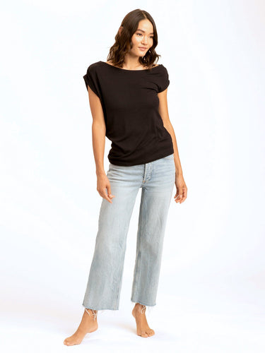 Leoni Off-Shoulder Rib Top Womens Tops Short Threads 4 Thought