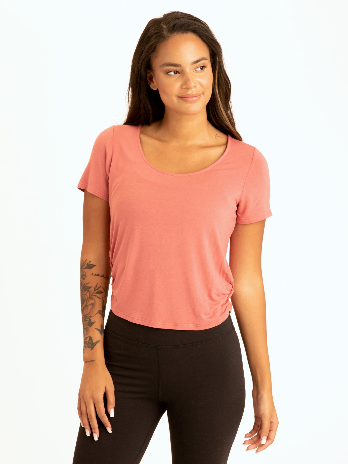 Deena Ruched Shirttail Cropped Tee Womens Tops Short Threads 4 Thought 