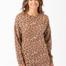 Cathy Leopard Print Oversized Crew Womens Tops Top Threads 4 Thought XS Neultral Multi 
