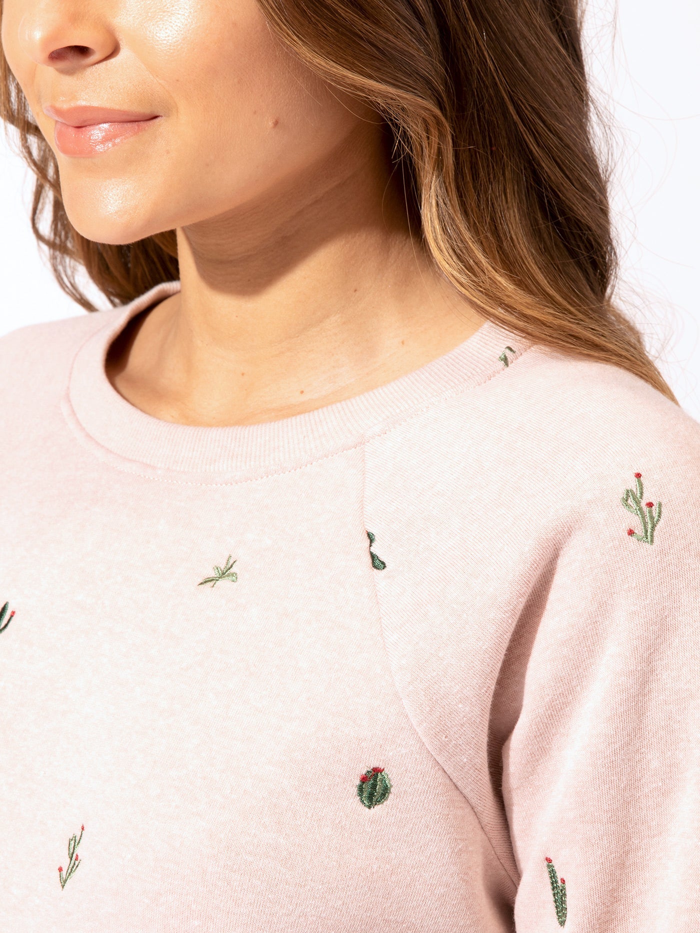 Cacti Embroidery Raglan Pullover Womens Outerwear Sweatshirt Threads 4 Thought 