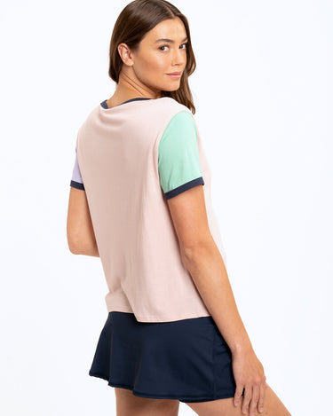 Tennis Graphic Colorblock Tee Womens Tops Short Threads 4 Thought 