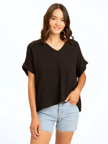 Honora Gauze V-Neck Top Womens Tops Short Threads 4 Thought
