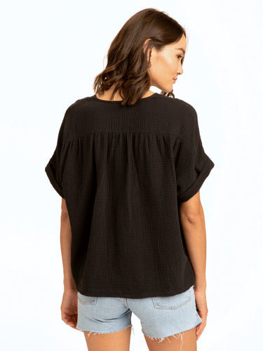 Honora Gauze V-Neck Top Womens Tops Short Threads 4 Thought