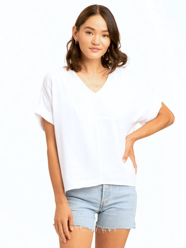 Honora Gauze V-Neck Top Womens Tops Short Threads 4 Thought