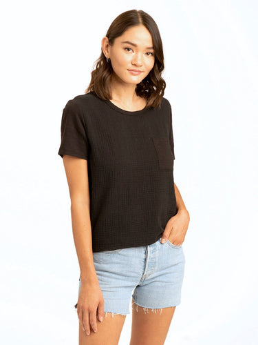 Avelina Gauze Mix Pocket Tee Womens Tops Short Threads 4 Thought