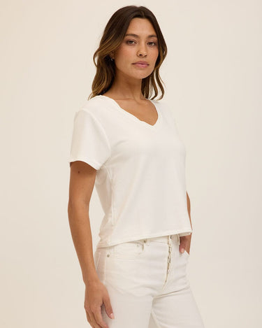 Bettine Modal Terry V-Neck Tee Womens Tops Short Tee Threads 4 Thought 