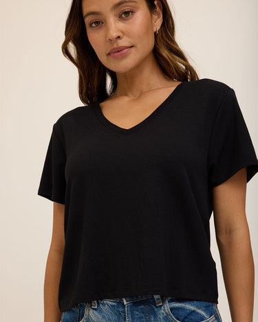 Bettine Modal Terry V-Neck Tee Womens Tops Short Tee Threads 4 Thought 