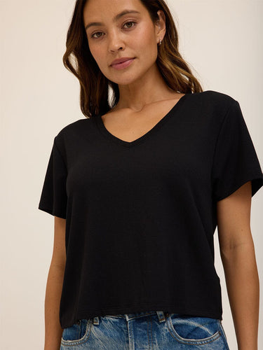 Bettine Modal Terry V-Neck Tee Womens Tops Short Tee Threads 4 Thought 