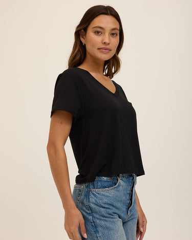 Bettine Modal Terry V-Neck Tee Womens Tops Short Tee Threads 4 Thought 