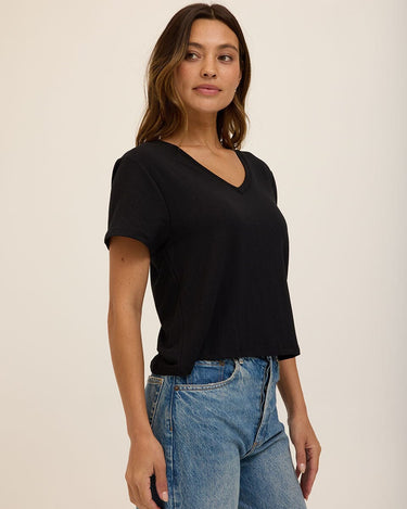 Bettine Modal Terry V-Neck Tee Womens Tops Short Tee Threads 4 Thought 
