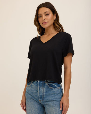 Bettine Modal Terry V-Neck Tee Womens Tops Short Tee Threads 4 Thought 