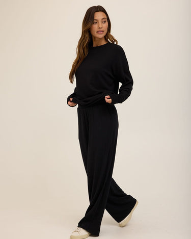 Esmeralda Feather Fleece Wide Leg Pant Womens Bottoms Sweatpants Threads 4 Thought 