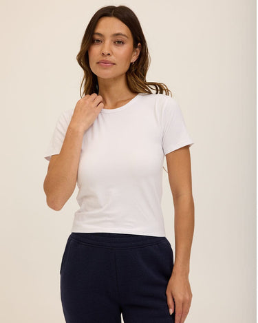 Guadalupe Heather Luxe Jersey Crop Tee Womens Tops Short Tee Threads 4 Thought 