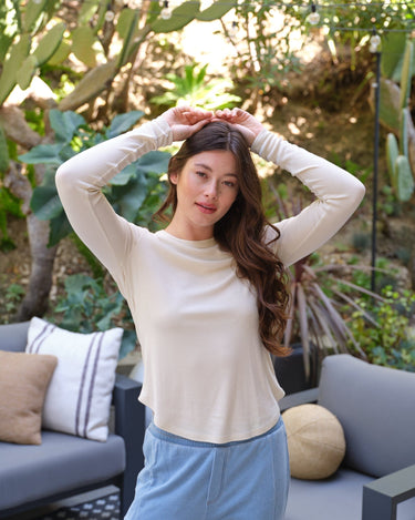 Torri Feather Rib Long Sleeve Crew Tee Womens Tops Long Shirt Threads 4 Thought 