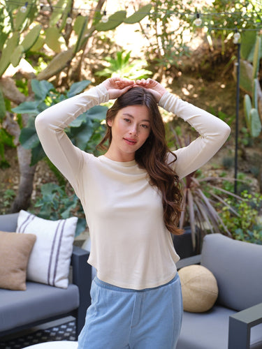 Torri Feather Rib Long Sleeve Crew Tee Womens Tops Long Shirt Threads 4 Thought