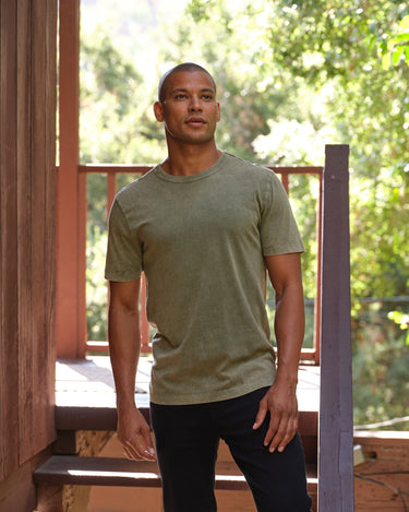 Shawn Mineral Wash Eco Cotton Jersey Crew Tee Mens Tops Tshirt Short Threads 4 Thought 