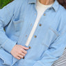 Blaire Denim Terry Button-Down Womens Tops Long Shirt Threads 4 Thought 