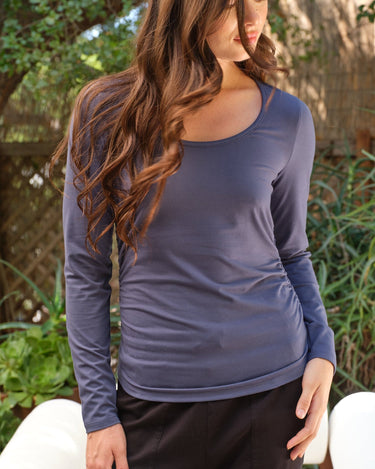 Lucia Luxe Jersey Ruched Long Sleeve Womens Tops Long Shirt Threads 4 Thought 