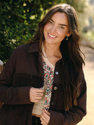Peggy Terry Corduroy Mix Button-Down Womens Tops Long Shirt Threads 4 Thought 