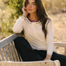 Alida Feather Rib Contrast 3/4-Sleeve Henley Womens Tops Long Shirt Threads 4 Thought 