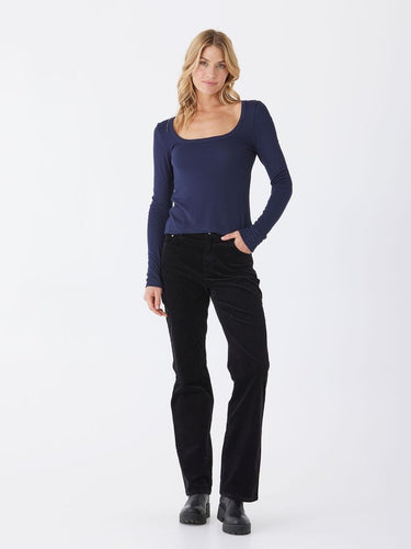 Yvette Feather Rib Square Neck Long Sleeve Top Threads 4 Thought 