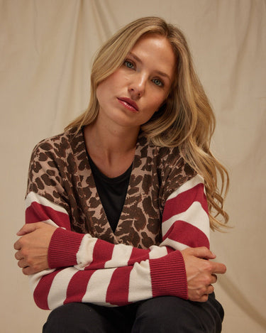 Cicely Print Stripe Mix Sweater Knit Cardigan Womens Outerwear Sweater Threads 4 Thought 