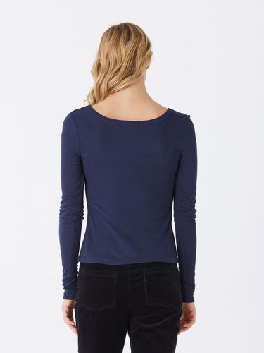 Yvette Feather Rib Square Neck Long Sleeve Top Threads 4 Thought 